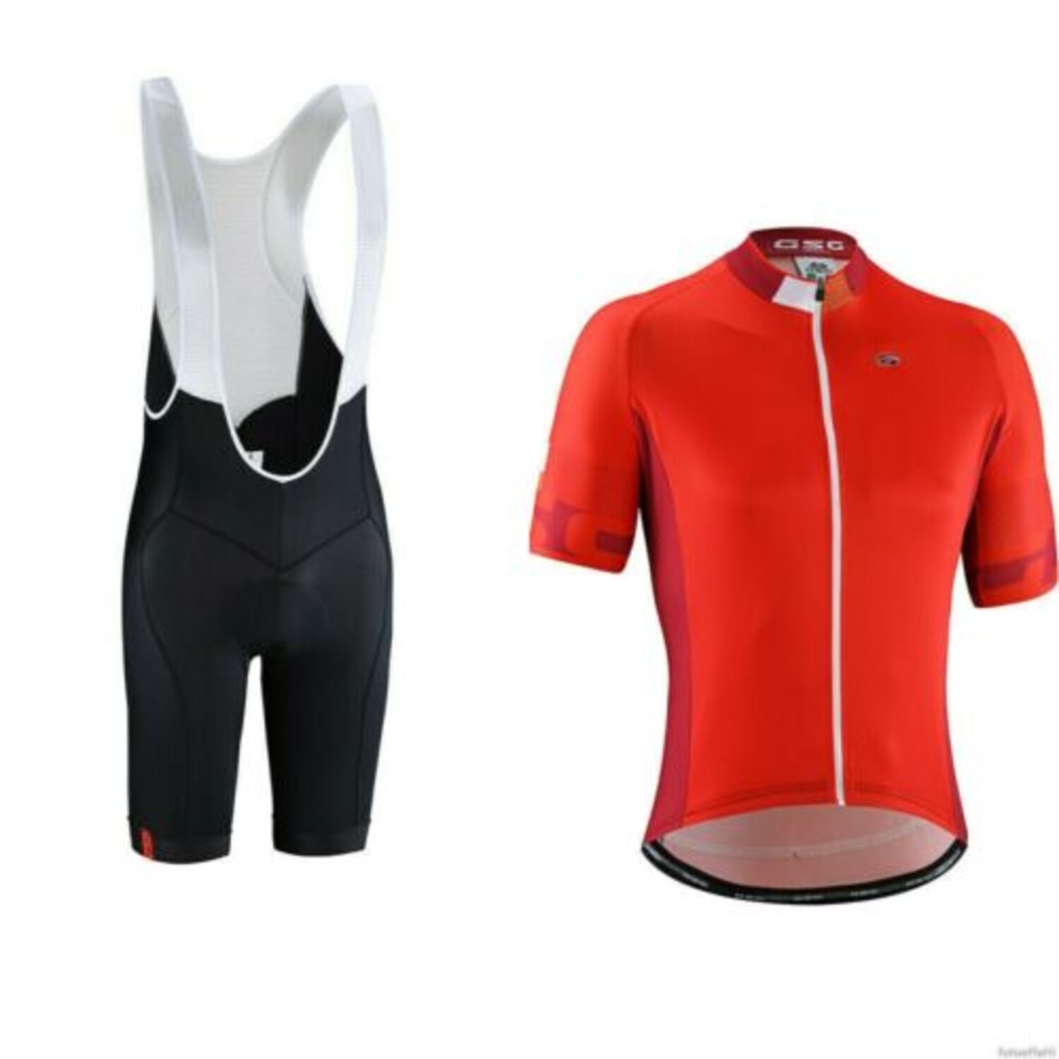 Completo Ciclismo Uomo GSG Pantalone Aurine Maglia Rolle Rosso