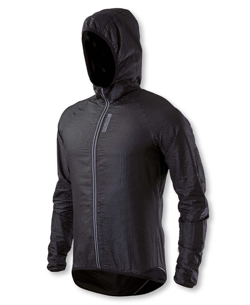 WINDJACKET BIOTEX 3d BOLLE CON CAPPUCCIO NERO